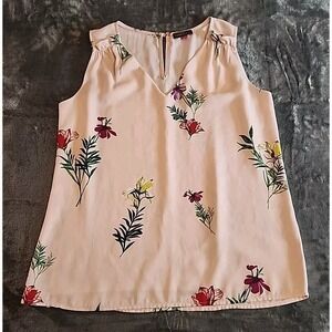 Vince Camuto Womens Pink Floral Sleeveless V-Neck Blouse Size XS